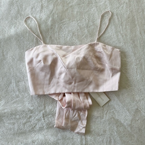 LoveShackFancy Roseanna Silk Sleeveless Crop Top NWT S in Macchiato - Picture 7 of 12